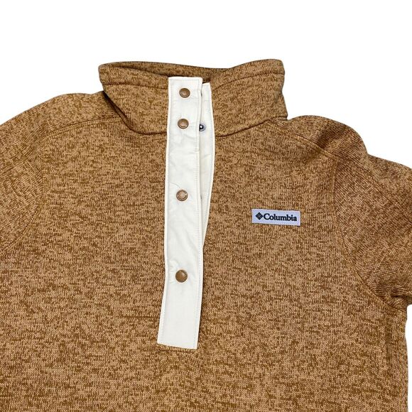 Columbia Women's Small Sweater Weather Fleece Tunic 1/4 Button Camel Brown - Picture 2 of 15